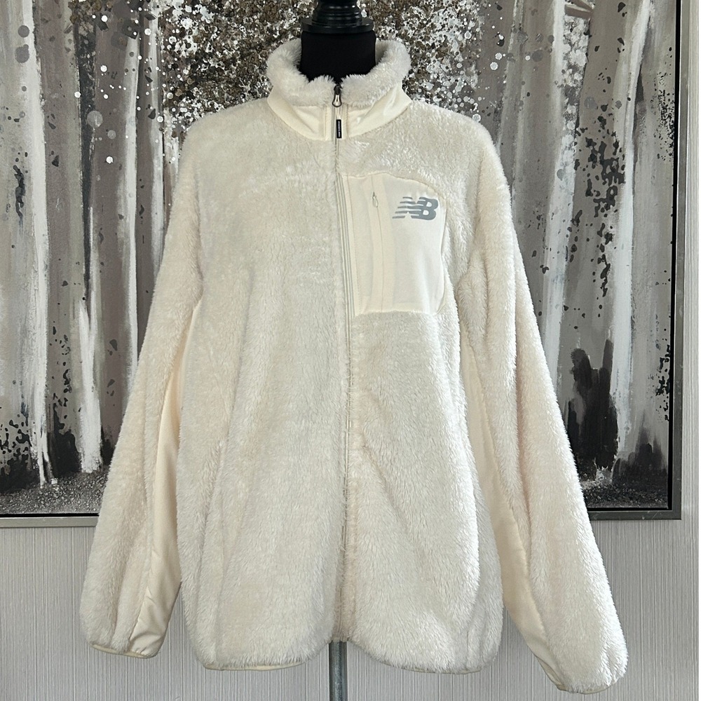 NWT New Balance Women's Sherpa Fleece Mock Neck Full Zip Jacket - Size 2XL